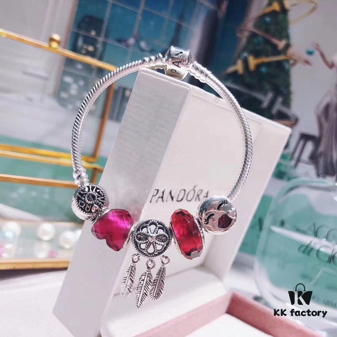 Pandora Rose Dream Catcher New Arrival! Red faceted glass, Love round bead, smiling lip charm, beautifully symbolic dream catcher pendant
