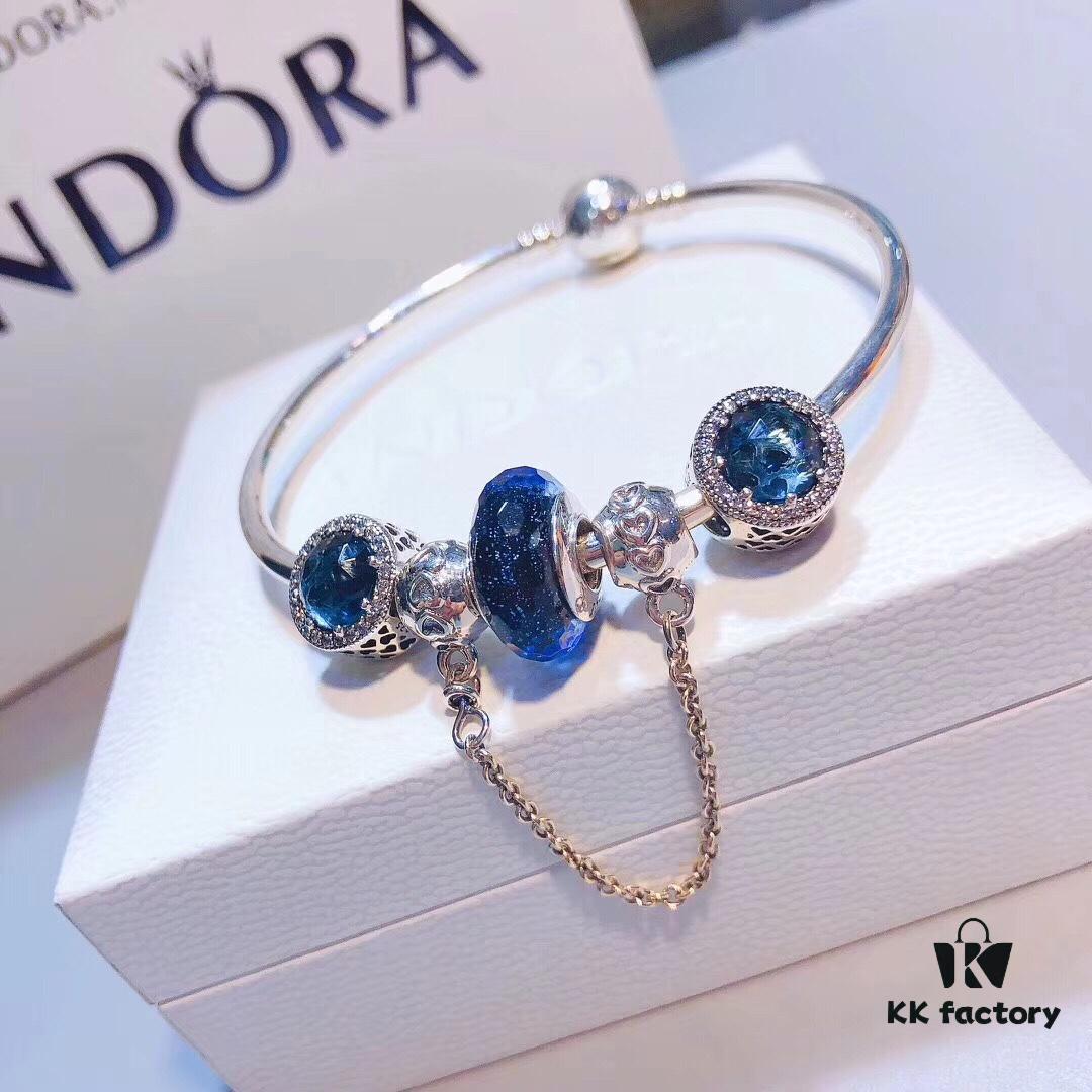 Pandora Pandora Brilliant Blue Heart Chain New Arrival!