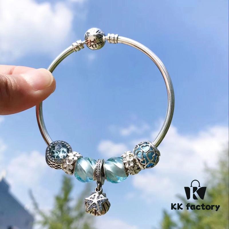 Pandora Pandora Aqua Blue Spiral Sparkling Diamond Star New Arrival! Made with counter materials for a one-to-one perfect replication, quality comparable to official store products!
