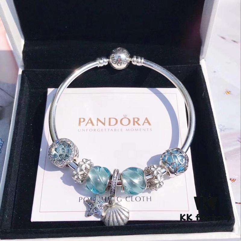 Pandora Pandora Aqua Blue Spiral Sparkling Diamond Star New Arrival! Made with counter materials for a one-to-one perfect replication, quality comparable to official store products!