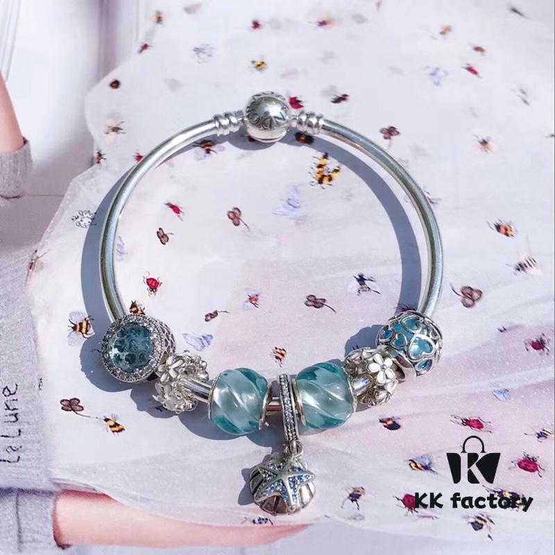 Pandora Pandora Aqua Blue Spiral Sparkling Diamond Star New Arrival! Made with counter materials for a one-to-one perfect replication, quality comparable to official store products!