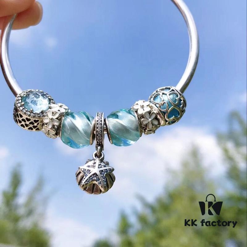 Pandora Pandora Aqua Blue Spiral Sparkling Diamond Star New Arrival! Made with counter materials for a one-to-one perfect replication, quality comparable to official store products!
