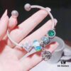 Pandora Rainbow Love New Arrival! High-Quality Replica with Original Materials, Featuring Colorful Glass Beads, Sparkling Green Charms, Square Cat's Eye, and Diamond-Cut Green Cat's Eye Pendant Symbolizing Beautiful Love
