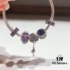Pandora Pandora Silver Deep Purple Heart Key New Arrival! Highest Quality on Market, Supports Counter Cleaning! Made with Counter Materials for Perfect 1:1 Replication! Imported Original Thai Silver Wire with Deep Purple Glass, Sparkling Deep Purple Cat's Eye, Sparkling Purple Clasp, Heart Key Pendant. S925 Silver Comes with Official Packaging!