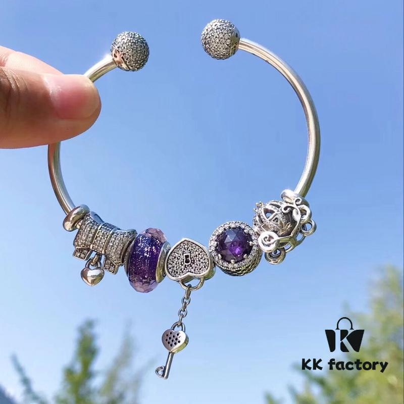 Pandora Pandora Purple Heart Key 🔑 New Arrival! Made with Counter Material for One-to-One Perfect Craftsmanship, Quality Rivals Official Stores!