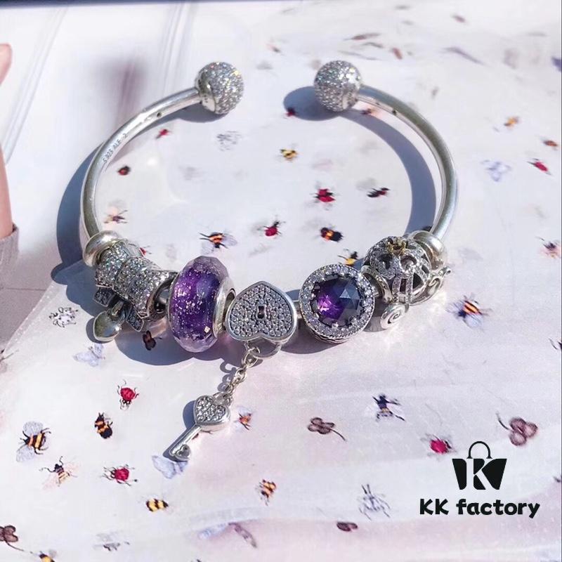 Pandora Pandora Purple Heart Key 🔑 New Arrival! Made with Counter Material for One-to-One Perfect Craftsmanship, Quality Rivals Official Stores!