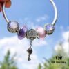Pandora Pandora Silver Wire Pink Purple Heart Key New Arrival! Highest Quality on Market, Compatible with Official Store Cleaning! Made with Authentic Materials for Perfect One-to-One Replication!