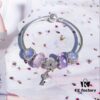 Pandora Pandora Silver Wire Pink Purple Heart Key New Arrival! Highest Quality on Market, Compatible with Official Store Cleaning! Made with Authentic Materials for Perfect One-to-One Replication!