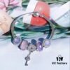 Pandora Pandora Silver Wire Pink Purple Heart Key New Arrival! Highest Quality on Market, Compatible with Official Store Cleaning! Made with Authentic Materials for Perfect One-to-One Replication!