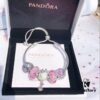 Pandora Peach Blossom Confession Balloon New Arrival! Pink Peach Blossom Glass Beads, Sparkling Cat's Eye Beads, Cherry Blossom and Daisy Design with Mickey Mouse Confession Balloon Pendant, S925 Silver Jewelry Set