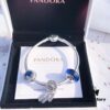 Pandora Pandora Blue Dream Catcher New Arrival! Made with counter materials, perfectly crafted one-to-one, quality comparable to counter! Brilliant blue faceted glass, sparkling snowflake diamond ❄️ cat's eye, meaningful dream catcher pendant paired with classic heart 💗 snake bone chain design. S925 silver comes with counter packaging! 🍃🌺