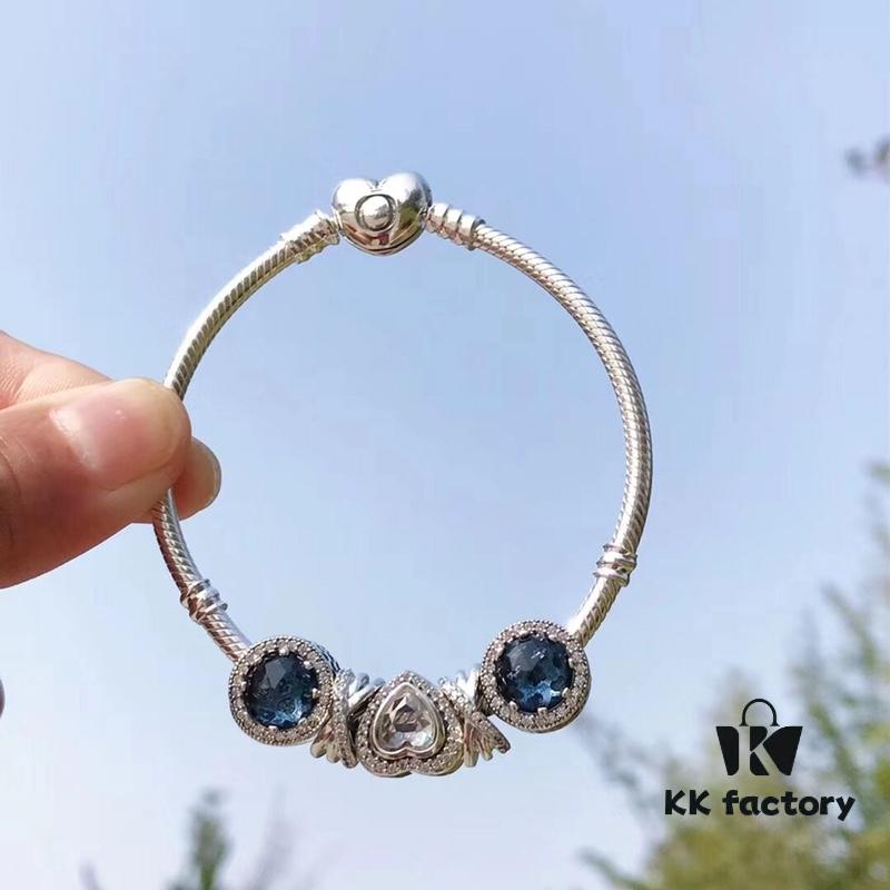 Pandora Fall New Arrival Deep Blue Sparkling Heart Design Necklace