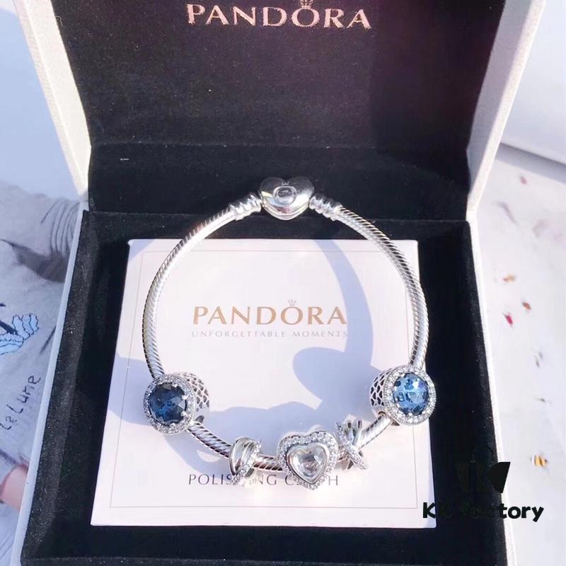Pandora Fall New Arrival Deep Blue Sparkling Heart Design Necklace