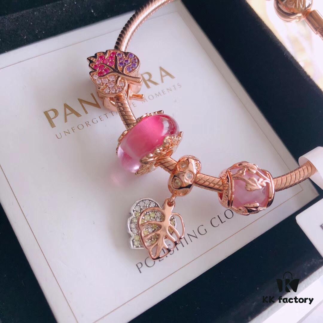 Pandora Magic Forest Rose Gold Bracelet Set with Acorn and Fallen Leaf Pendant & Sparkling Leaf Charm