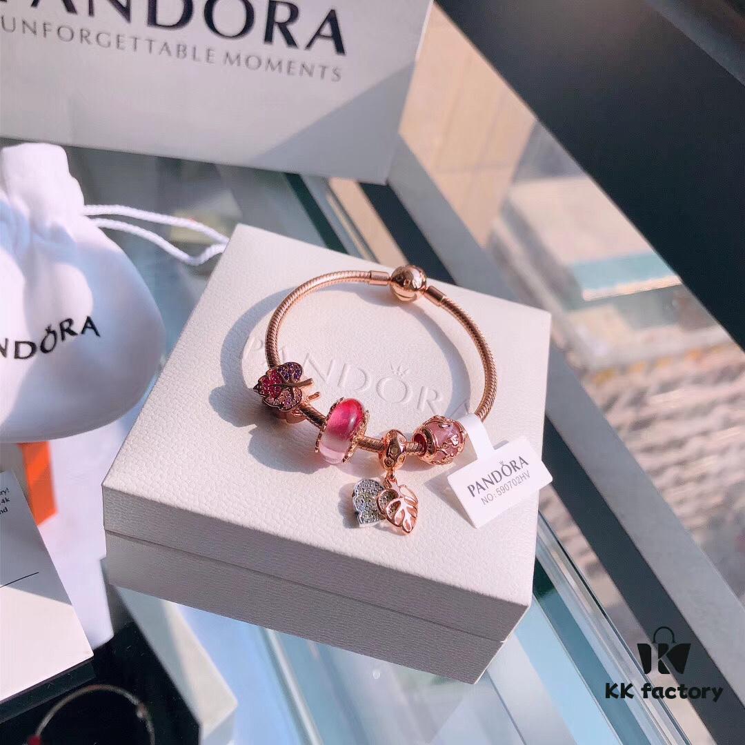 Pandora Magic Forest Rose Gold Bracelet Set with Acorn and Fallen Leaf Pendant & Sparkling Leaf Charm