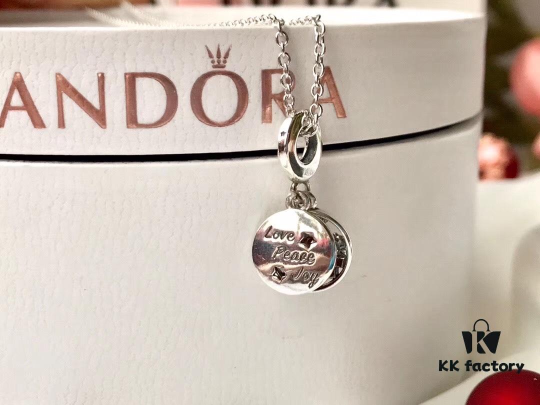 New Arrival Pandora Style Christmas Double Charm with Engraved Santa, Reindeer, Love Peace Joy Design