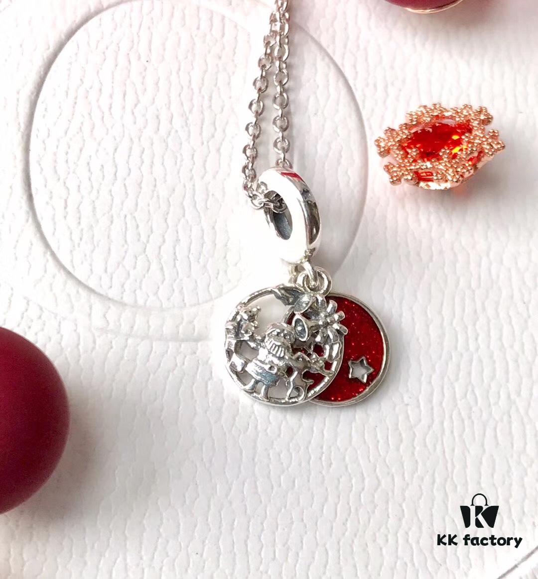 New Arrival Pandora Style Christmas Double Charm with Engraved Santa, Reindeer, Love Peace Joy Design