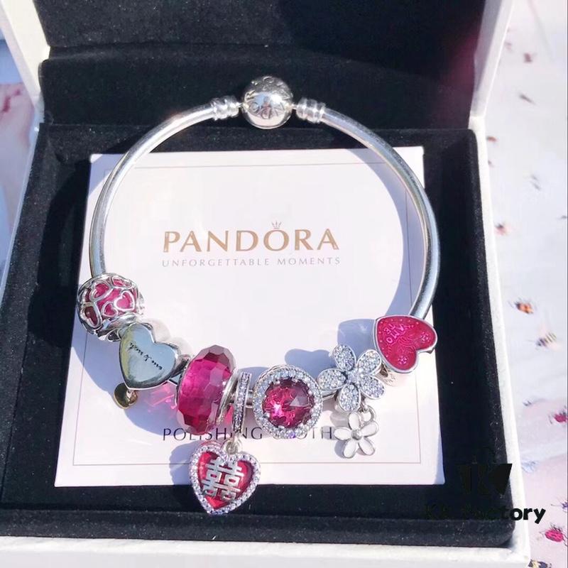 Pandora Pandora Enthusiastic Rose Red Festive Double Happiness New Arrival! Perfectly crafted with one-to-one cabinet materials, quality comparable to official counter products!