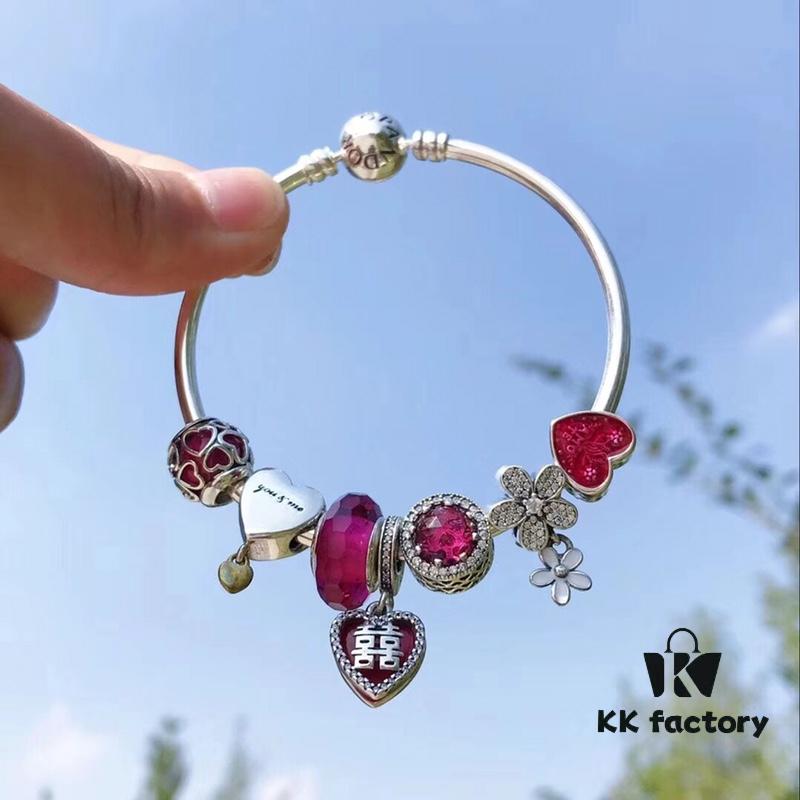 Pandora Pandora Enthusiastic Rose Red Festive Double Happiness New Arrival! Perfectly crafted with one-to-one cabinet materials, quality comparable to official counter products!