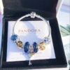 Pandora Pandora Silver Wire Sparkling Blue Key 🔑 New Arrival! Perfectly crafted with boutique materials, one-to-one replication, quality comparable to official store products! Nocturnal silver wire with sparkling blue glass, 14K gold-plated ingot charm, lucky pouch, star and moon ☪️ beads, multicolor key 🔑 pendant, S925 silver with original boutique packaging! 🍃🌺