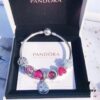 Pandora Enamel Clover Passionate Rose Red New Arrival! High-Quality Replica with Original Materials, Full Diamond-Paved Hollow Clover Pendant with Rose Red Heart Faceted Glass and Sparkling Cat's Eye, Double-Layer Clover Charm with S925 Silver and Authentic Packaging