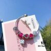 Pandora Enamel Clover Passionate Rose Red New Arrival! High-Quality Replica with Original Materials, Full Diamond-Paved Hollow Clover Pendant with Rose Red Heart Faceted Glass and Sparkling Cat's Eye, Double-Layer Clover Charm with S925 Silver and Authentic Packaging