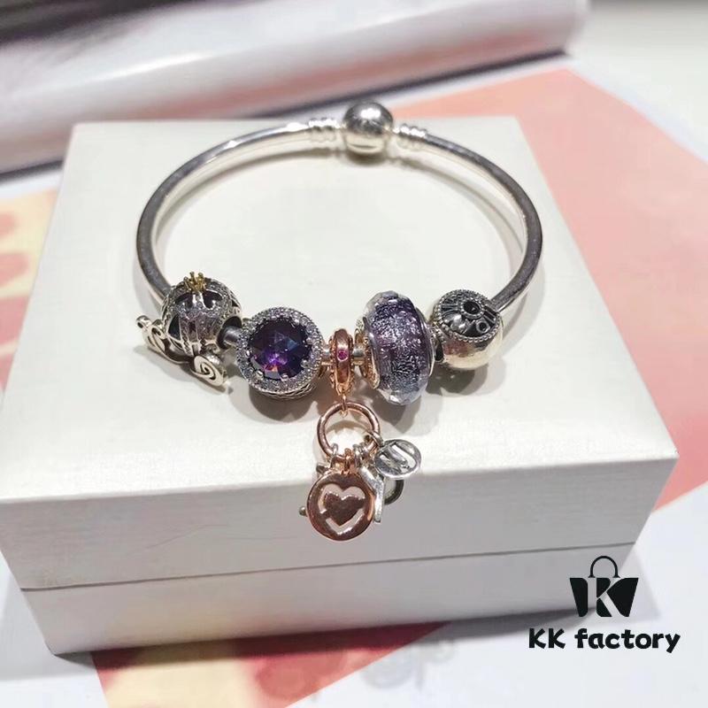 Pandora Pandora Silver Wire Purple Love New Arrival! Highest Quality on Market, Supports Counter Cleaning! Made with Counter Materials for Perfect One-to-One Replication! Imported Original Thai Silver Wire Shining Purple Glass, Sparkling Purple Cat's Eye, Fairy Tale Pumpkin Carriage, I Love You Bead, Rose Love Pendant, Deep Love Forever in the Heart. S925 Silver Comes with Official Packaging!