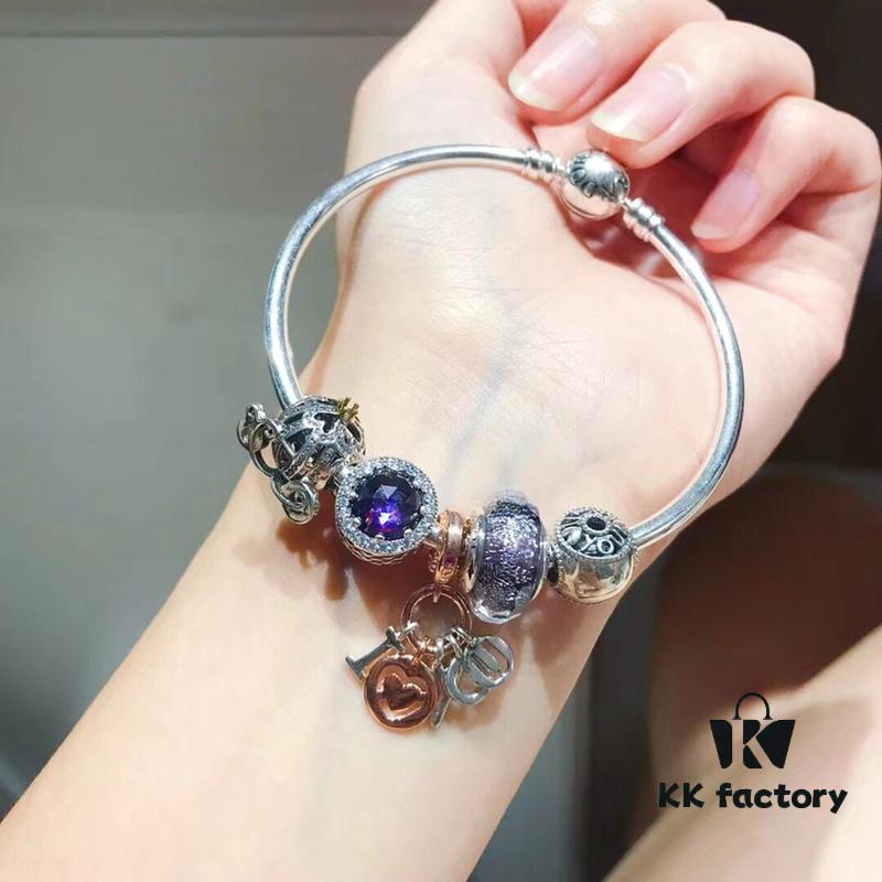 Pandora Pandora Silver Wire Purple Love New Arrival! Highest Quality on Market, Supports Counter Cleaning! Made with Counter Materials for Perfect One-to-One Replication! Imported Original Thai Silver Wire Shining Purple Glass, Sparkling Purple Cat's Eye, Fairy Tale Pumpkin Carriage, I Love You Bead, Rose Love Pendant, Deep Love Forever in the Heart. S925 Silver Comes with Official Packaging!