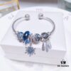 Pandora Pandora Shimmering Blue Snowflake ❄️ New Arrival! Perfectly crafted with counter materials, one-to-one replication, quality comparable to official store products! Featuring faceted shimmering blue glass, sparkling diamond-cut beads, openwork star and moon design, symbolic dream-catcher pendant, blue snowflake ❄️ charm. Comes with original counter packaging!