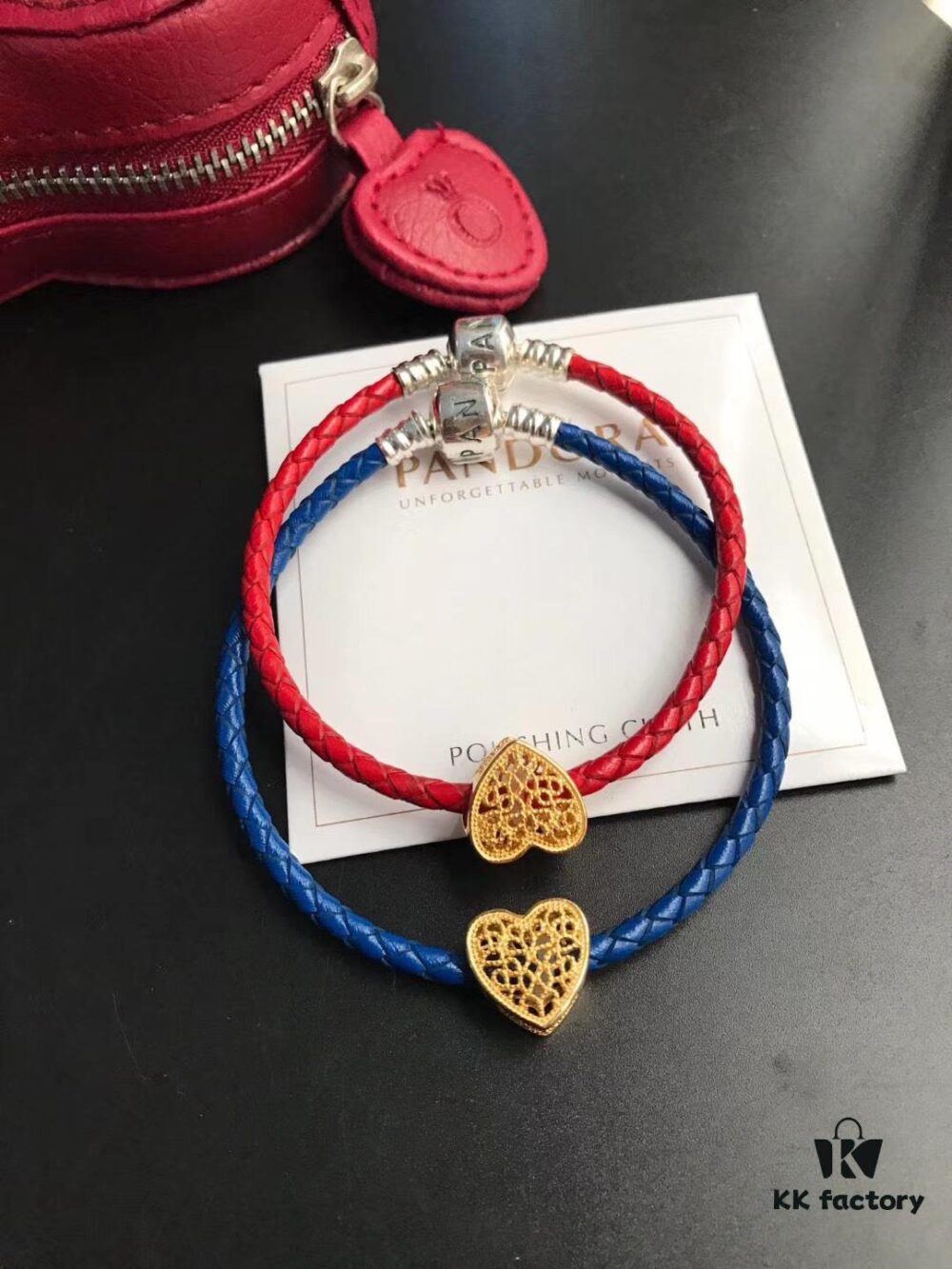 Pan Family New Year Matching Red String Bracelets, Red and Blue Couple Set, Symbolizing Undying Love, 925 Sterling Silver with 18K Thick Gold Plating, Customizable Size