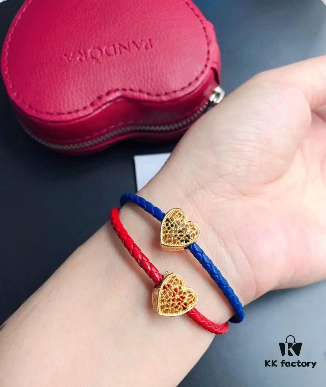 Pan Family New Year Matching Red String Bracelets, Red and Blue Couple Set, Symbolizing Undying Love, 925 Sterling Silver with 18K Thick Gold Plating, Customizable Size