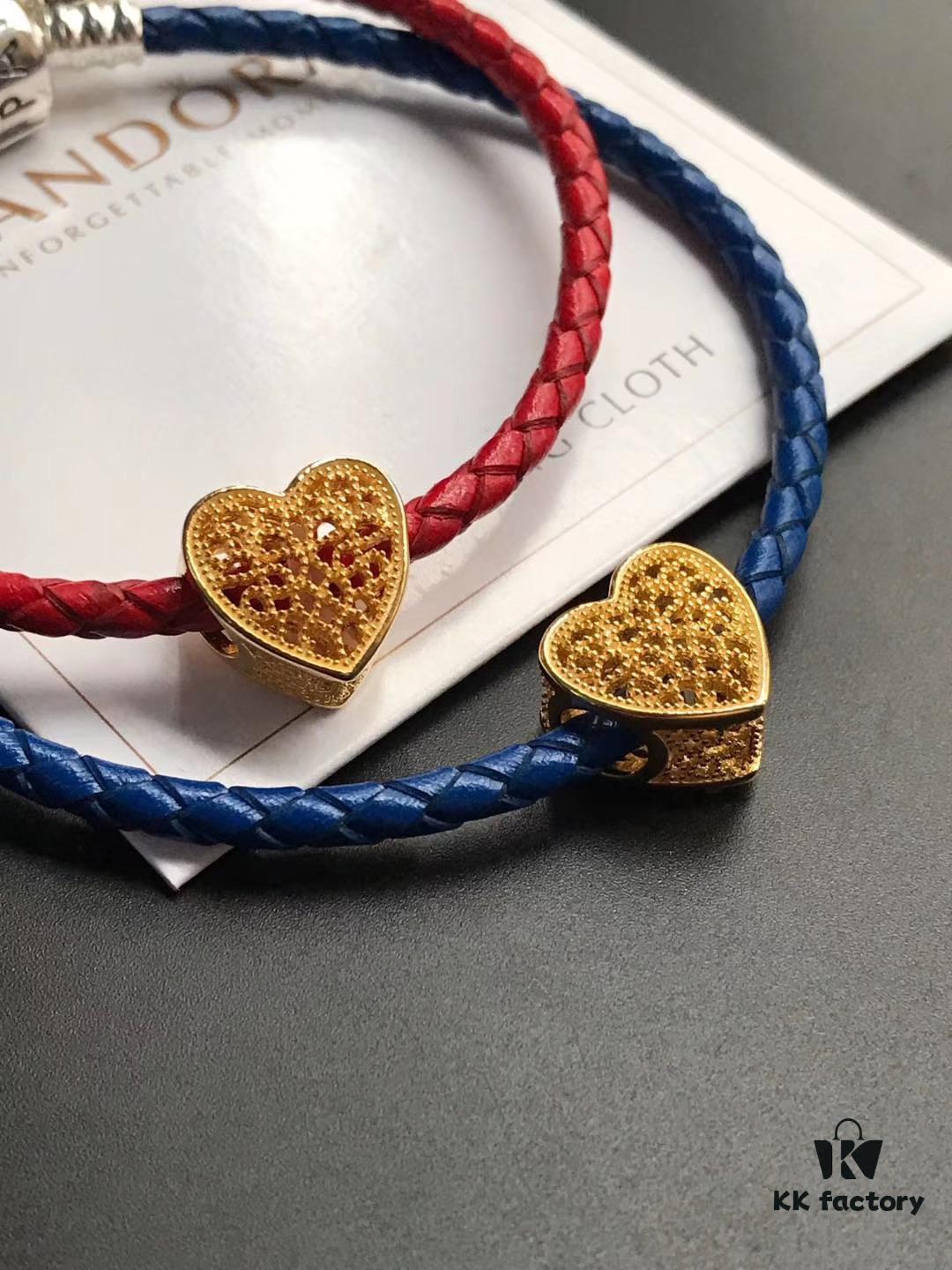 Pan Family New Year Matching Red String Bracelets, Red and Blue Couple Set, Symbolizing Undying Love, 925 Sterling Silver with 18K Thick Gold Plating, Customizable Size