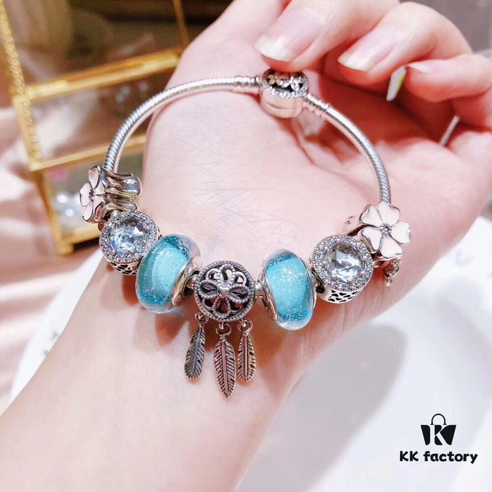 Pandora Night Glow Mint Dreamcatcher Necklace – High-Quality Reproduction with Authentic Materials
