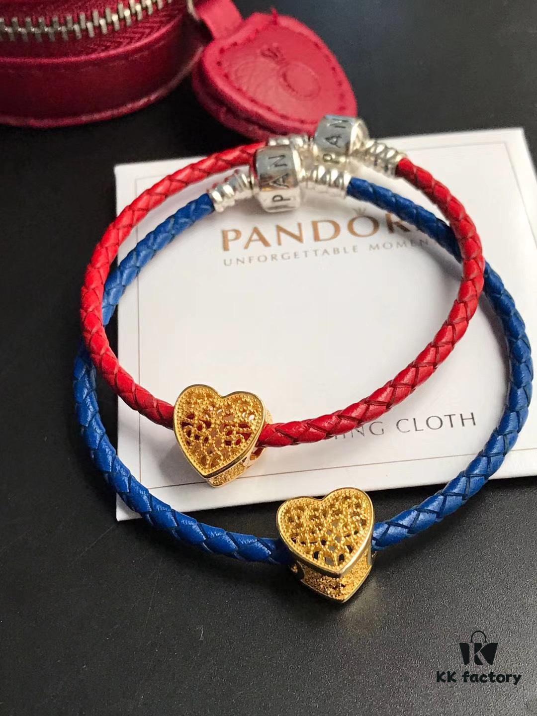 Pan Family New Year Matching Red String Bracelets, Red and Blue Couple Set, Symbolizing Undying Love, 925 Sterling Silver with 18K Thick Gold Plating, Customizable Size