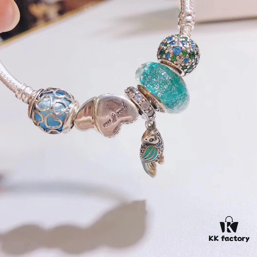 Pandora Mint Parrot New Arrival! Mint Glass with Silver Wire Facet, Double Heart for Valentine's Day, Green Sparkling Bead, Blue Twisted Love, Parrot Pendant