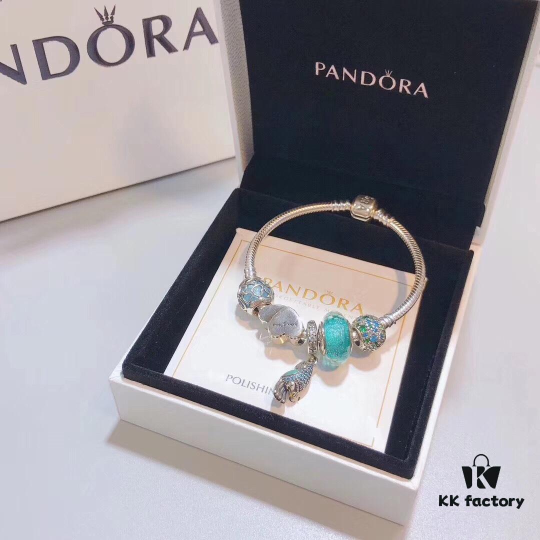 Pandora Mint Parrot New Arrival! Mint Glass with Silver Wire Facet, Double Heart for Valentine's Day, Green Sparkling Bead, Blue Twisted Love, Parrot Pendant