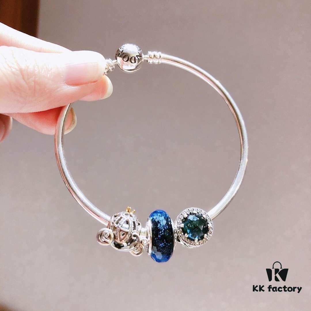 Pandora Enchanted Blue Carriage New Arrival! ZP-Grade Quality, Premium Craftsmanship, Sparkling Deep Blue Faceted Glass, Fairy Tale Carriage Design with Shimmering Navy Blue Heart