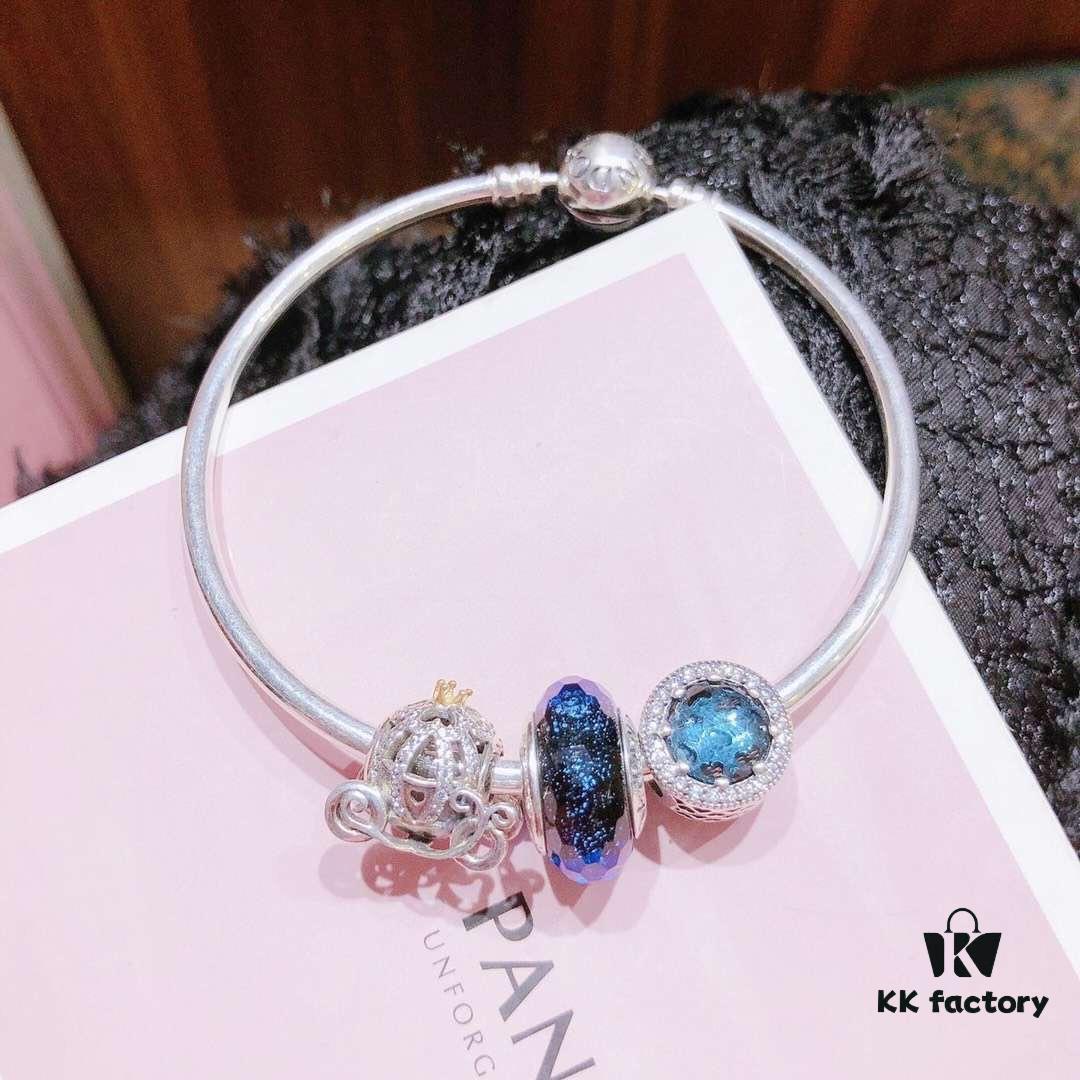 Pandora Enchanted Blue Carriage New Arrival! ZP-Grade Quality, Premium Craftsmanship, Sparkling Deep Blue Faceted Glass, Fairy Tale Carriage Design with Shimmering Navy Blue Heart