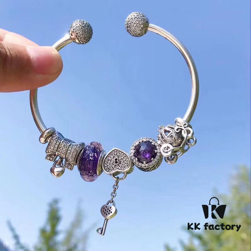 Pandora Pandora Purple Heart Key Pendant 🔑 New Arrival! Made with Counter Material for One-to-One Perfect Craftsmanship, Quality Comparable to Official Stores!