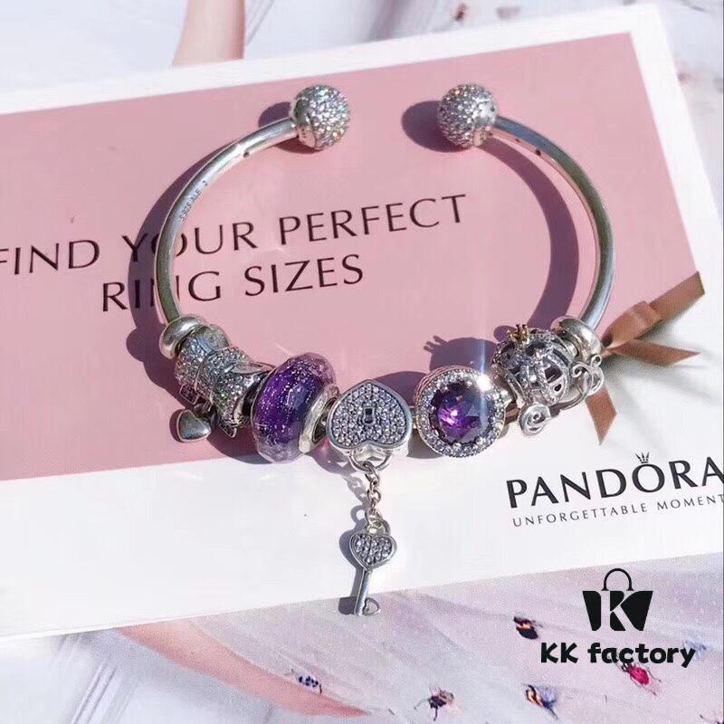 Pandora Pandora Purple Heart Key Pendant 🔑 New Arrival! Made with Counter Material for One-to-One Perfect Craftsmanship, Quality Comparable to Official Stores!