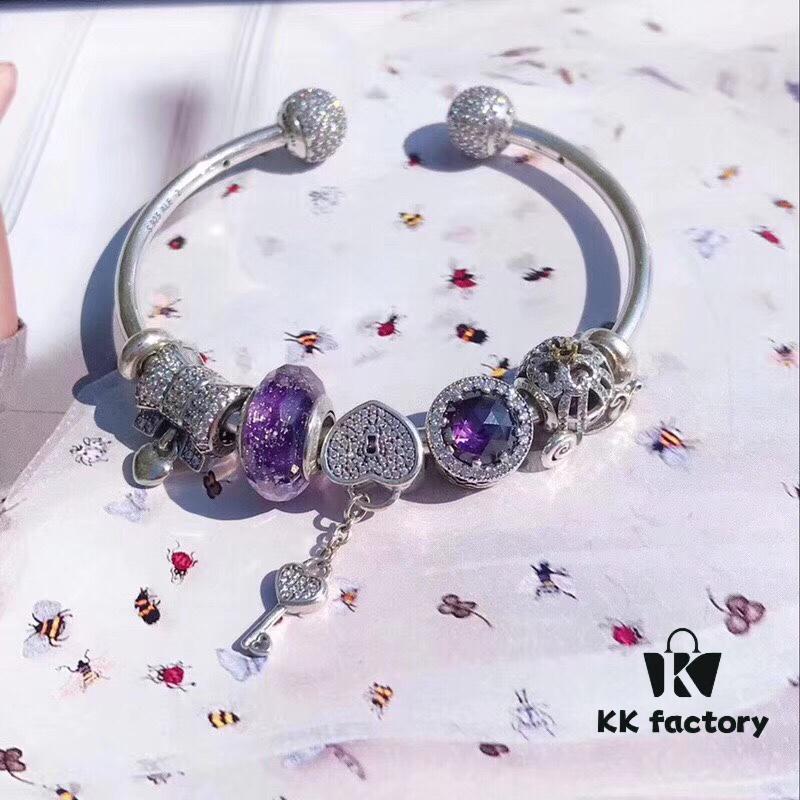 Pandora Pandora Purple Heart Key Pendant 🔑 New Arrival! Made with Counter Material for One-to-One Perfect Craftsmanship, Quality Comparable to Official Stores!