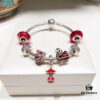 Pandora New Year Red Collection! Faceted Red Glass with White Sparkling Clasp, Cute Little Lion and 14K Gold Plated Fortune God Pendant in Mixed Materials, S925 Silver Custom Crafted to Match Boutique Quality