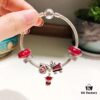 Pandora New Year Red Collection! Faceted Red Glass with White Sparkling Clasp, Cute Little Lion and 14K Gold Plated Fortune God Pendant in Mixed Materials, S925 Silver Custom Crafted to Match Boutique Quality