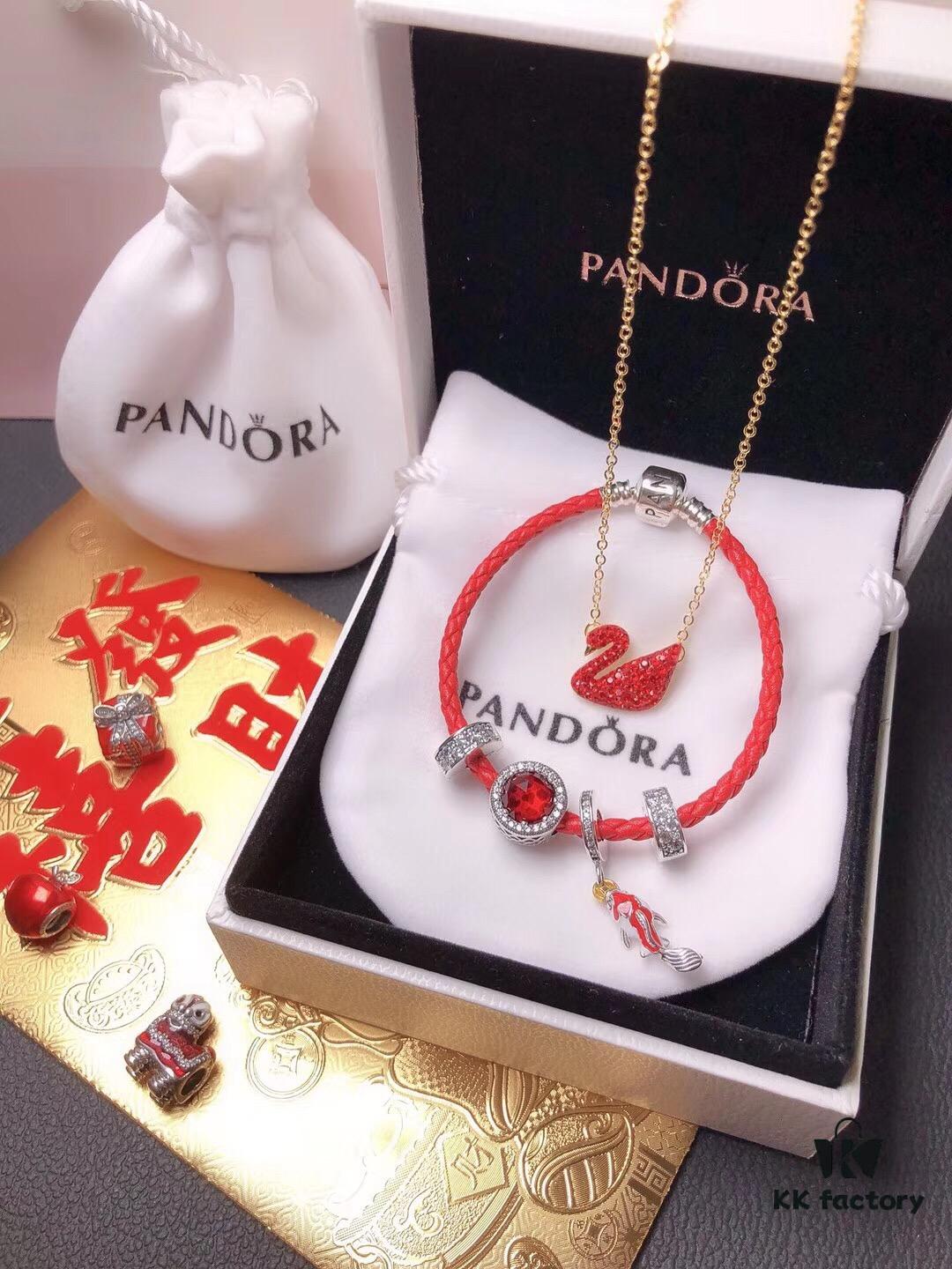 Pandora New Year Flash Sale: Red Swan Necklace + Pandora Red String Bracelet Set
