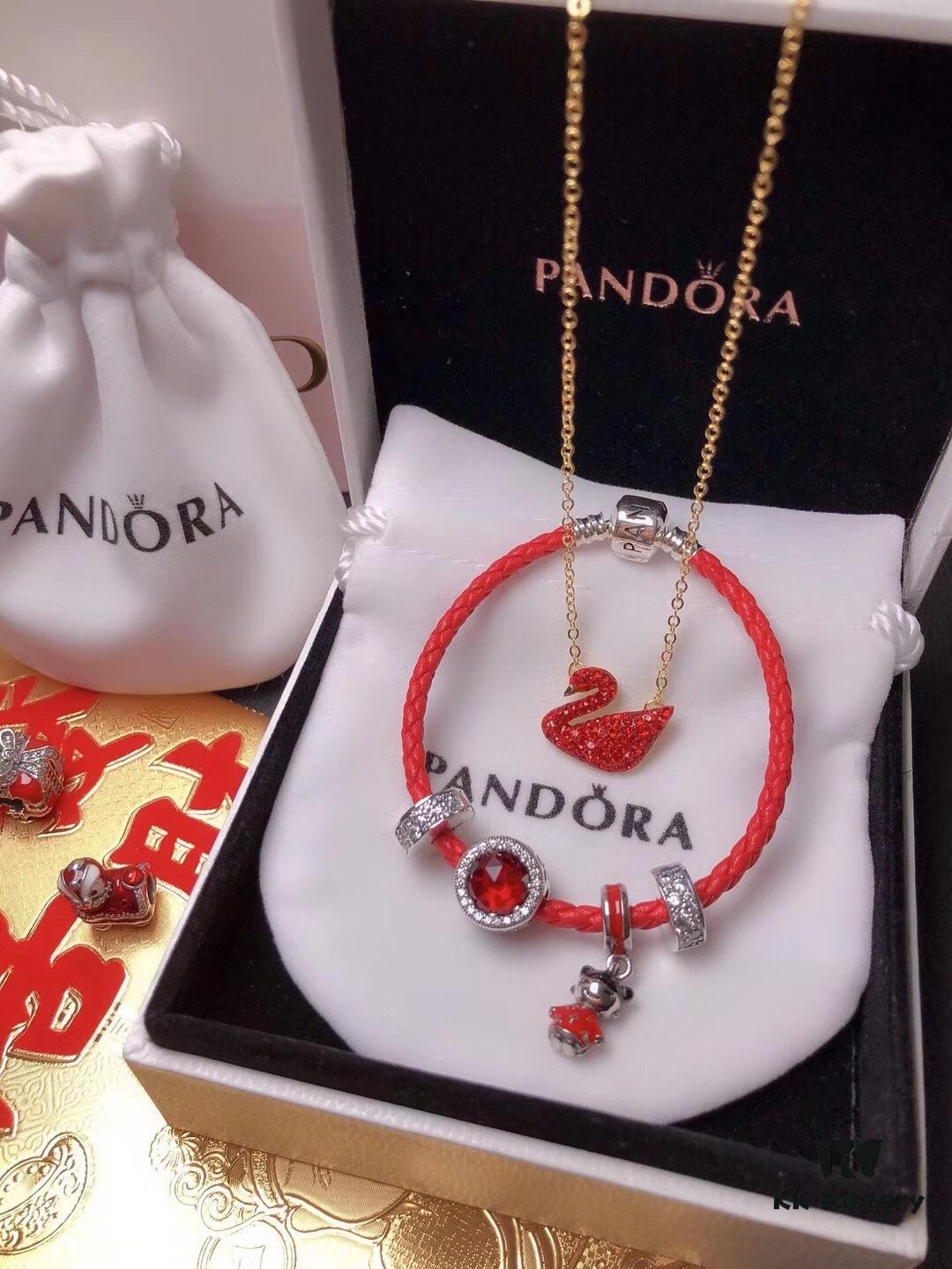 Pandora New Year Flash Sale: Red Swan Necklace + Pandora Red String Bracelet Set