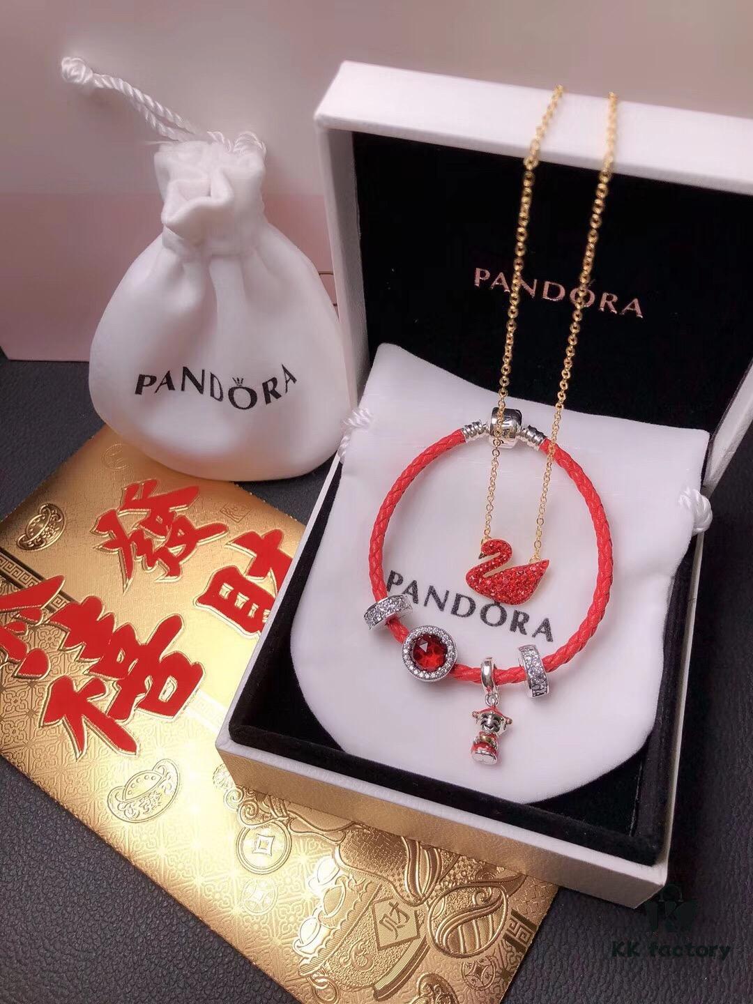 Pandora New Year Flash Sale: Red Swan Necklace + Pandora Red String Bracelet Set