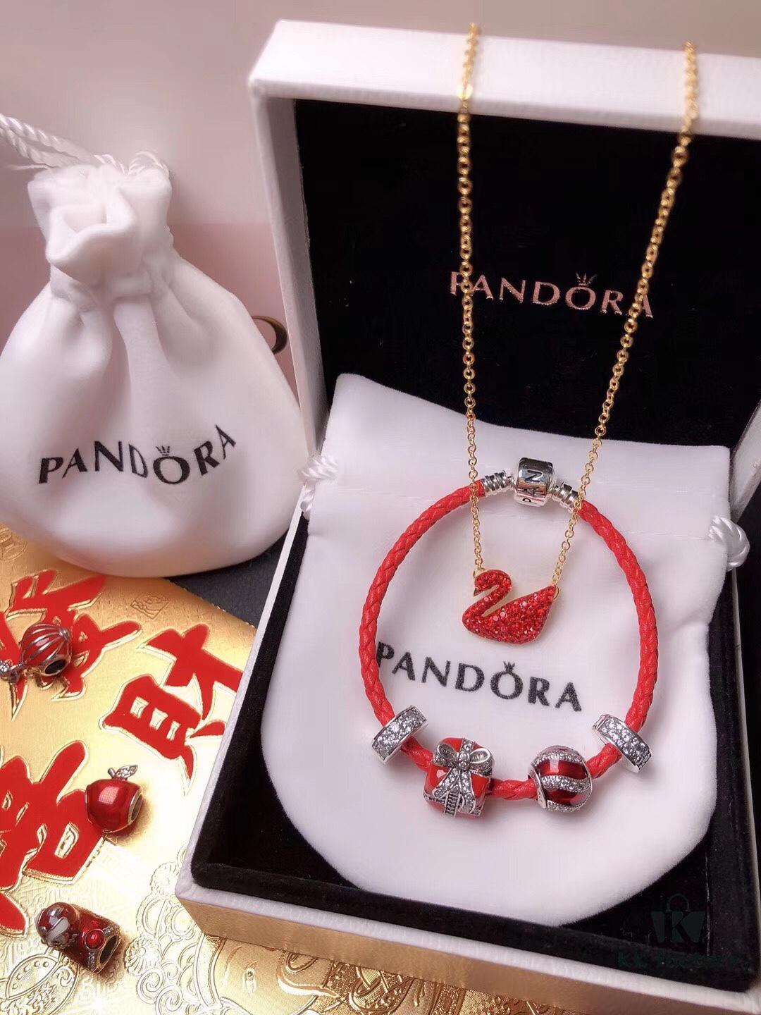 Pandora New Year Flash Sale: Red Swan Necklace + Pandora Red String Bracelet Set