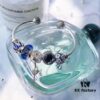 Pandora Pandora Shiny Blue Key 🔑 New Arrival! Imported Thai Shiny Blue Silver Wire Faceted Glass, Sparkling ✨ Snowflake ❄️, Brilliant Blue Luster, Elegant White Cherry Blossom 🌸 Openwork Bead, Sparkling Diamond Key 🔑, Supports Official Counter Cleaning, S925 Silver with Official Packaging! 🍃🌺