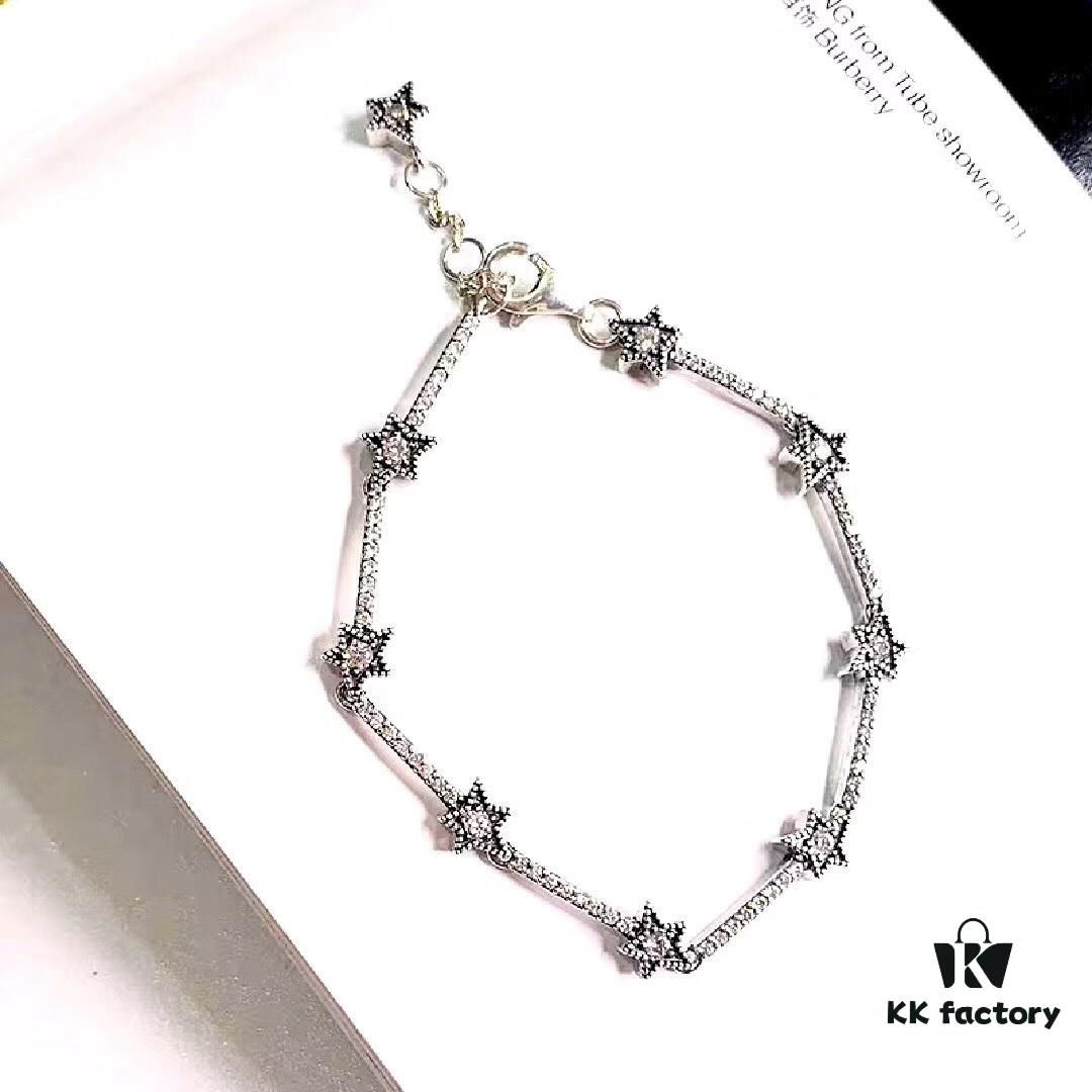 Pandora Latest Celestial Star Bracelet, Nine Stars, Fully Encrusted with Crystals, Adjustable Length