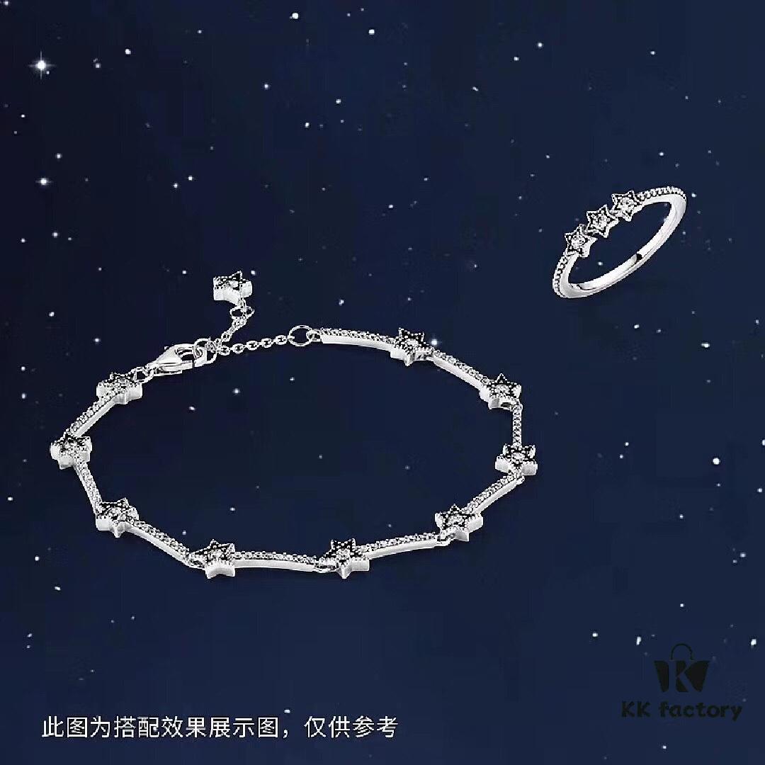 Pandora Latest Celestial Star Bracelet, Nine Stars, Fully Encrusted with Crystals, Adjustable Length